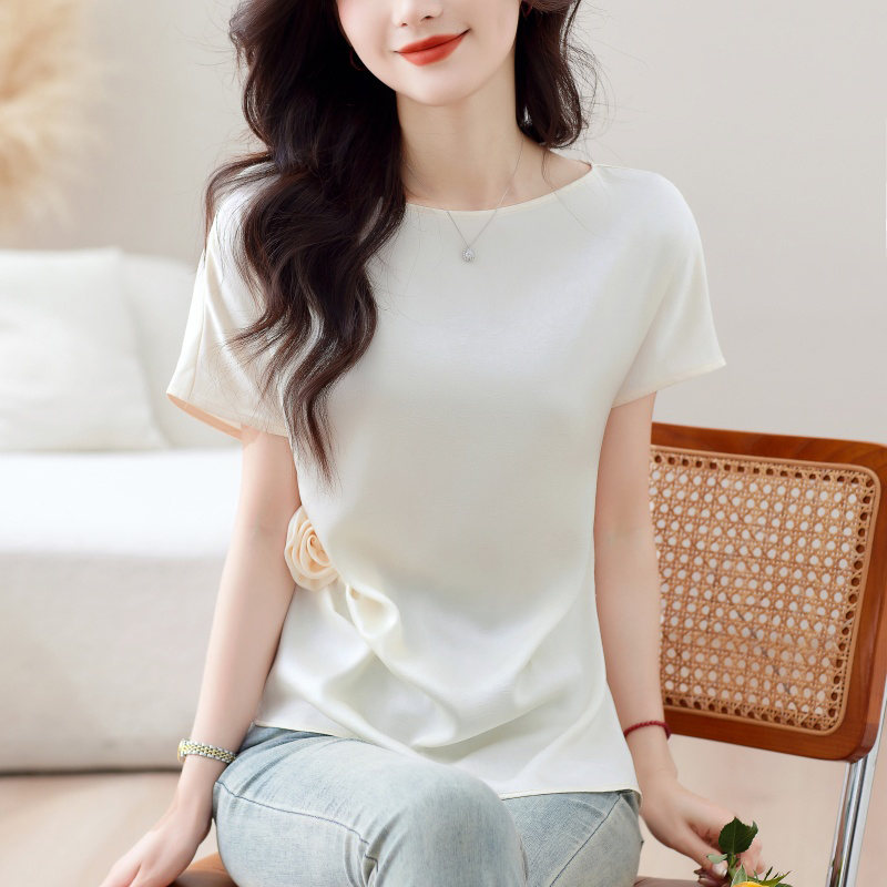 一字肩不規則設計感短袖小衫(2色)