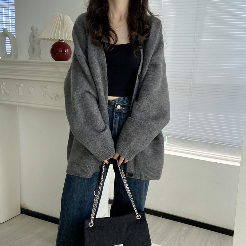 寬鬆慵懶風針織開襟衫