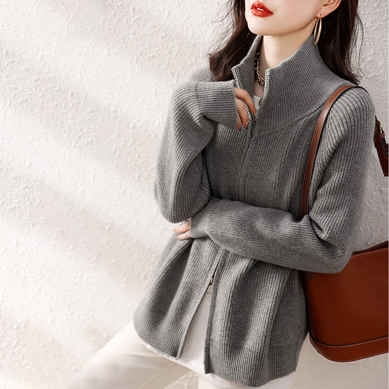 休閒慵懶風純色百搭針織開衫