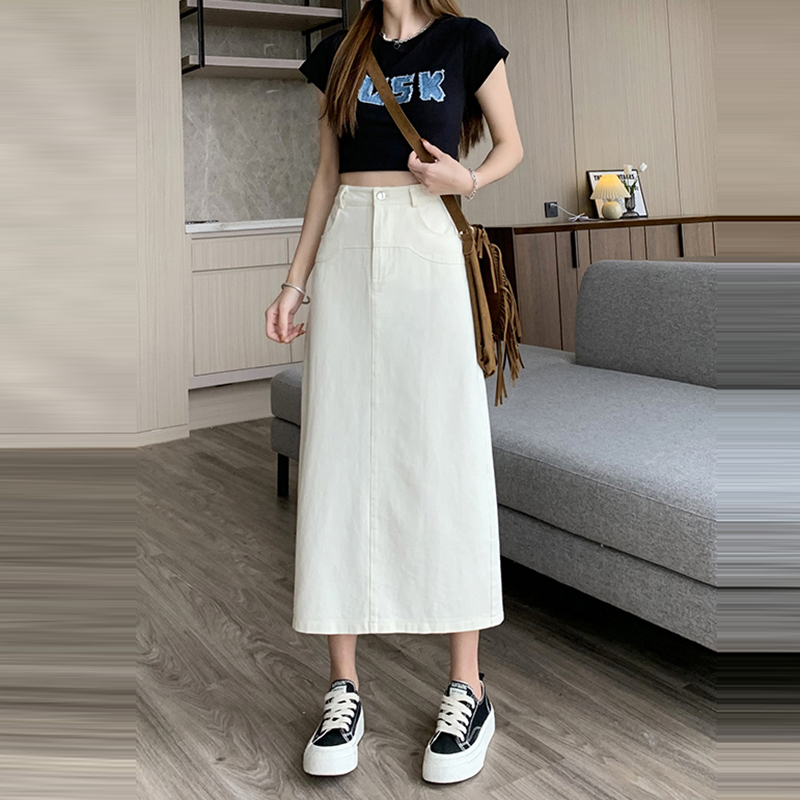 高腰A字洗水牛仔半身裙(3色)