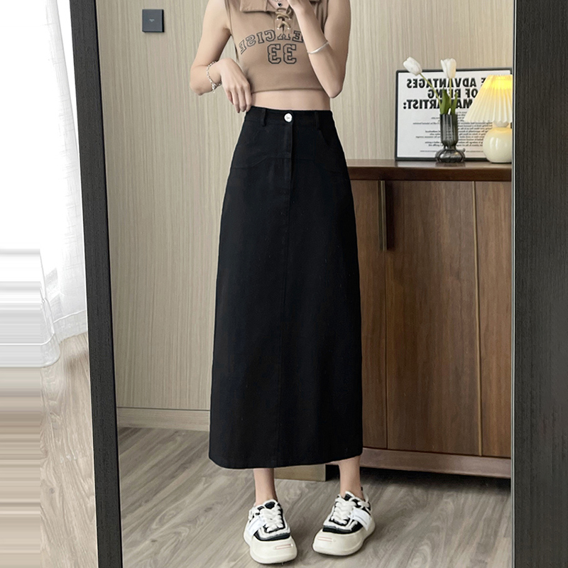 高腰A字洗水牛仔半身裙(3色)