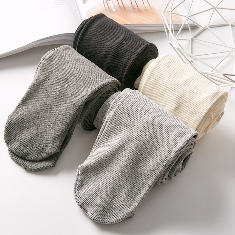 舒適螺紋棉豎條顯瘦修身打底褲(3色)