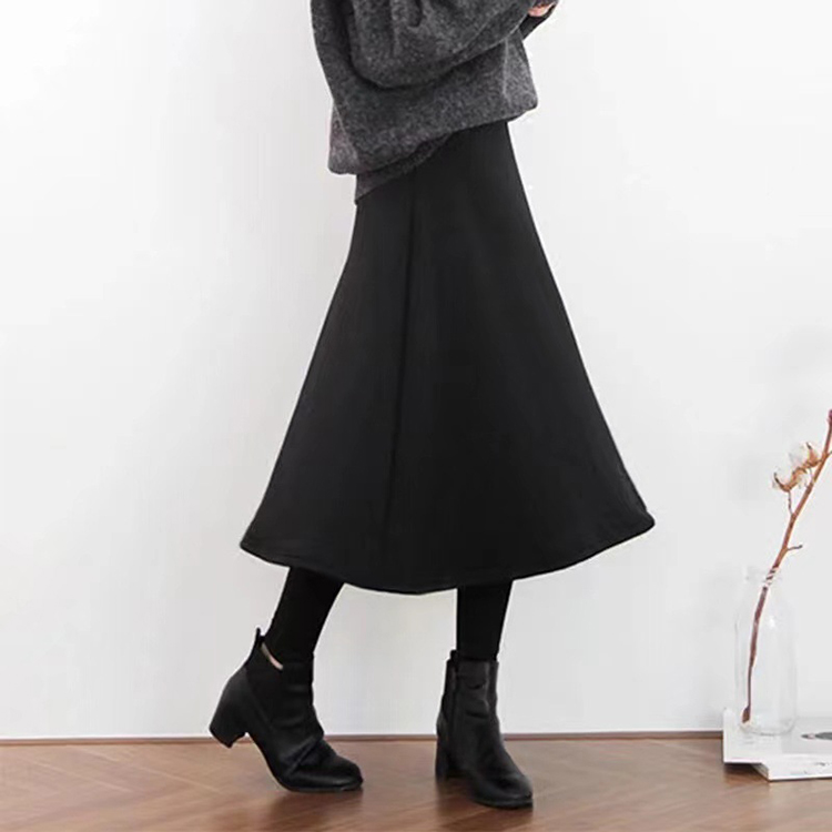 假兩件高腰A字加厚加絨打底裙褲(2色)