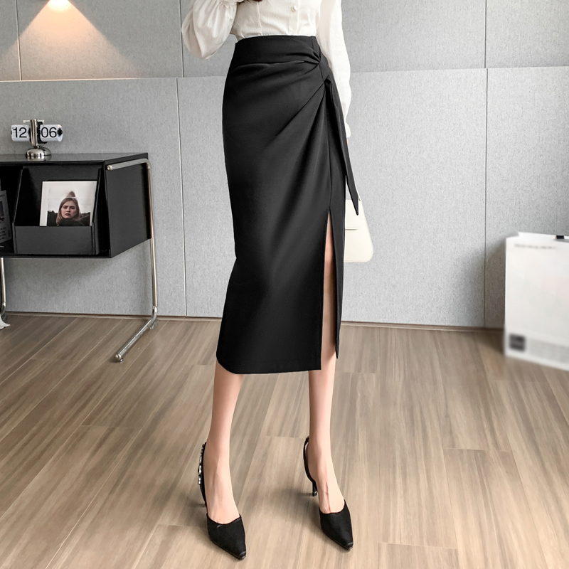 立體修身優雅開叉半身裙(2色)