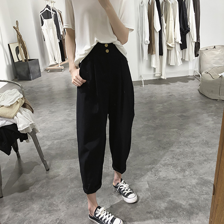 高腰寬鬆薄款哈倫九分休閒褲(3色)