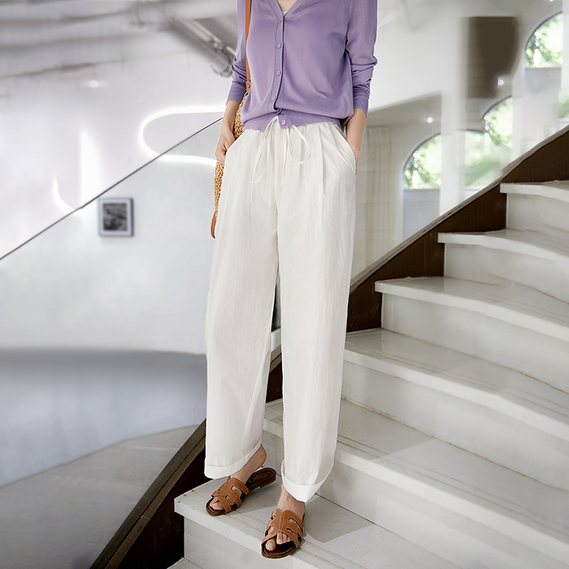 薄款休閒寬鬆直筒九分闊腿褲(3色)