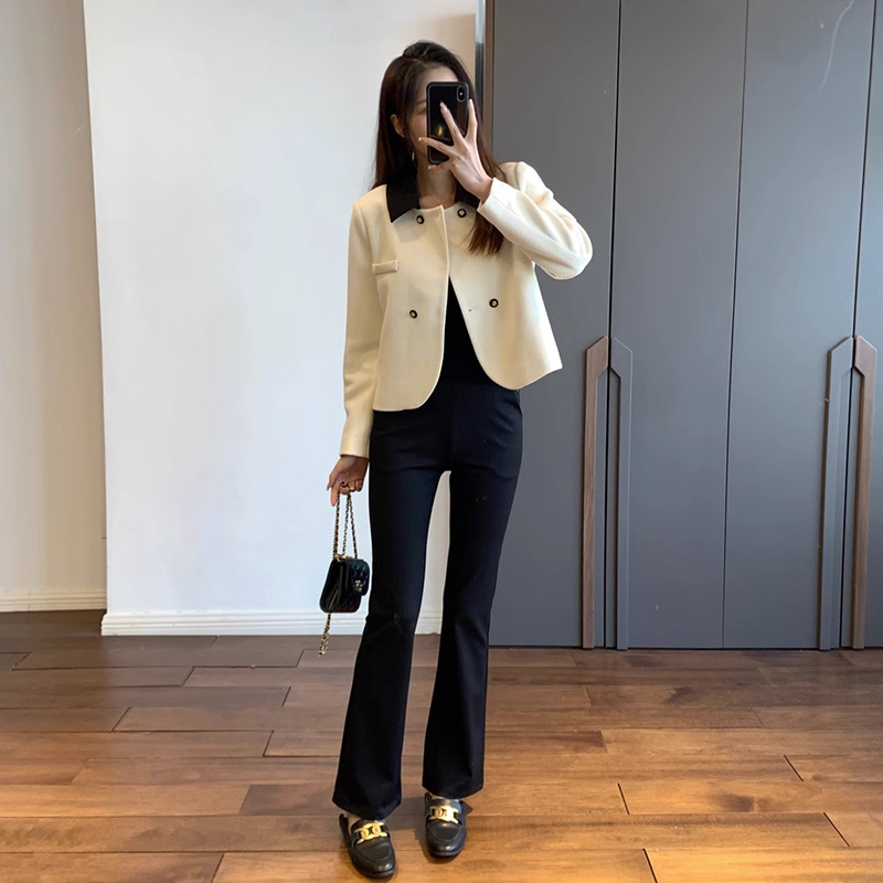 立體裁剪鬆緊高腰微喇叭長腿褲