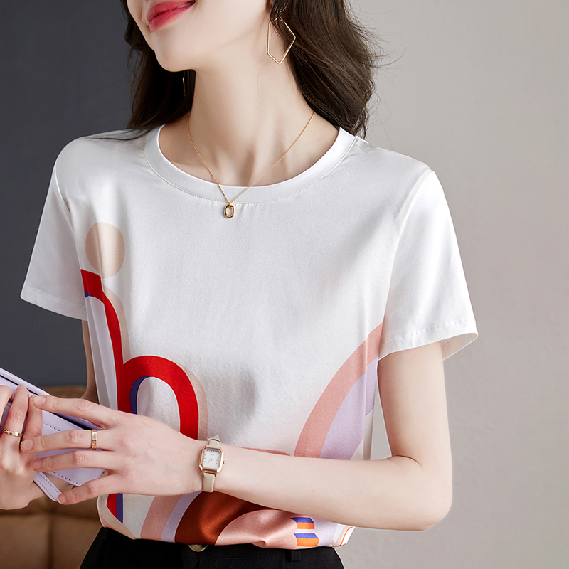 簡約圓領印花色短袖T恤
