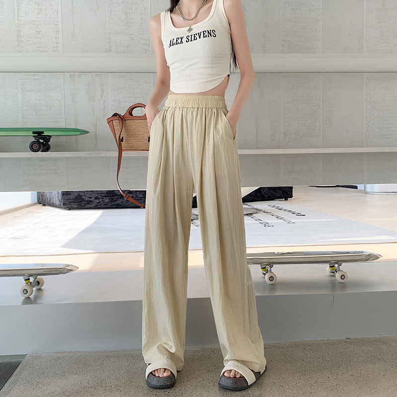 日系慵懶肌理紋褶皺闊腿休閒褲(4色)