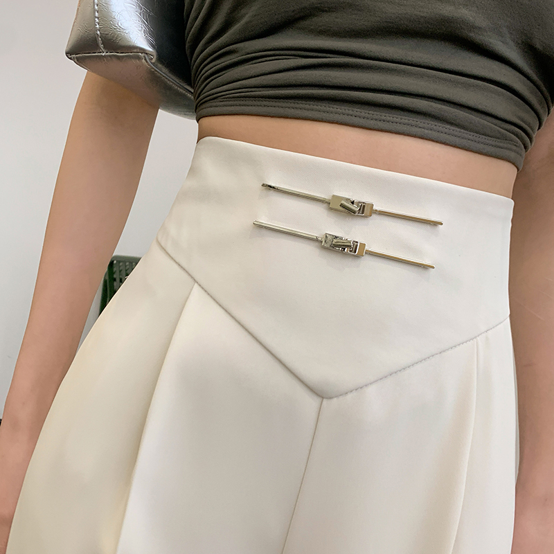 簡約高腰垂順闊腿西裝褲(2色)