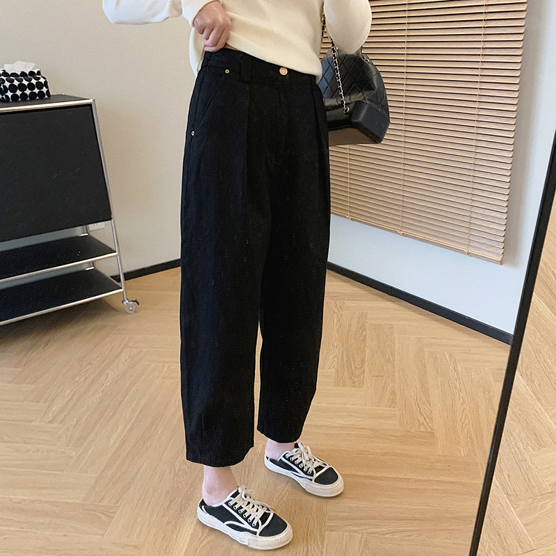 休閒高腰雙面竹節水洗棉哈倫褲(4色)