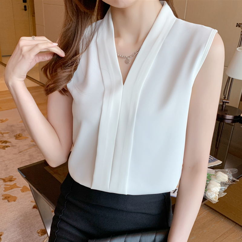 韓系優雅氣質無袖襯衫(4色)