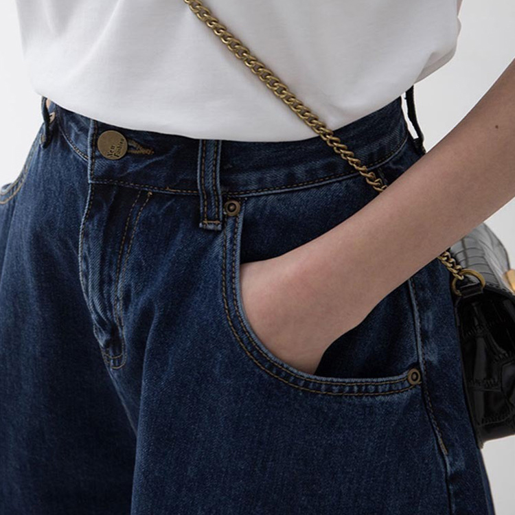 復古高腰A字型寬褲牛仔短褲