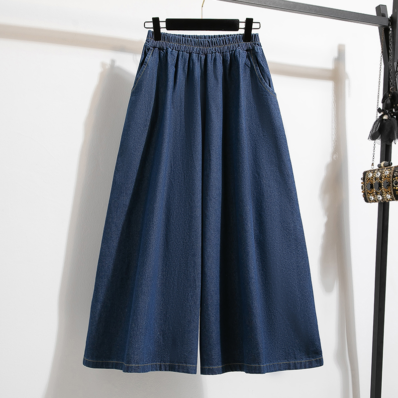 高腰A字九分寬褲牛仔褲