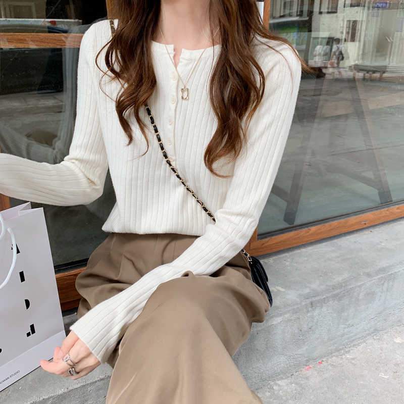 洋氣百搭半開領肌理感針織衫(5色)