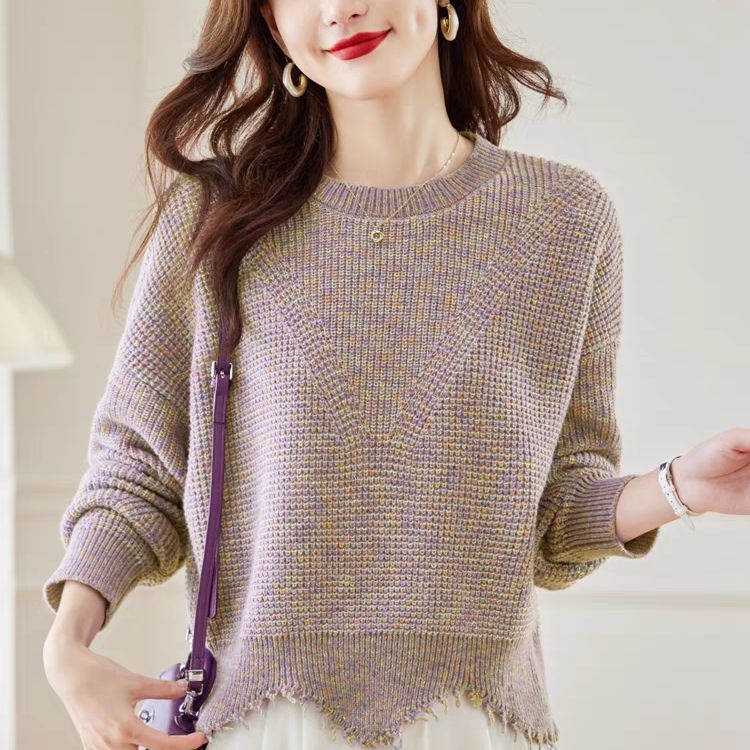 新款低圓領設計感流蘇針織毛衣(4色)