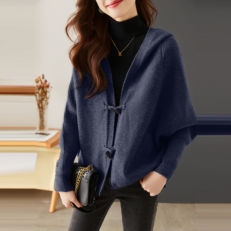 百搭休閒連帽領長袖針織開襟衫(4色)