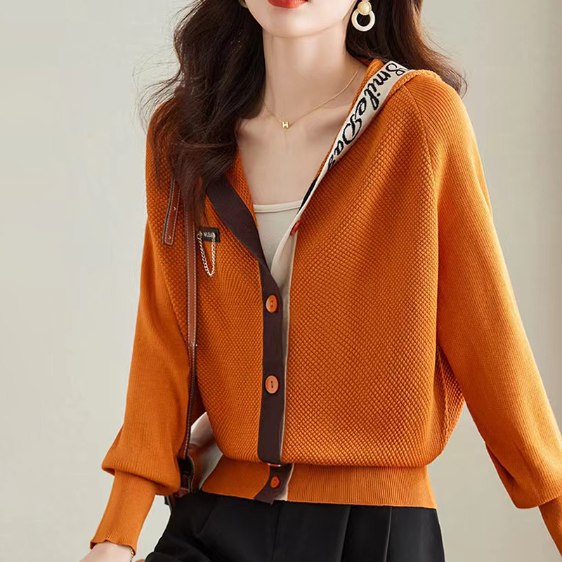 小眾休閒連帽長袖針織開襟衫(3色)