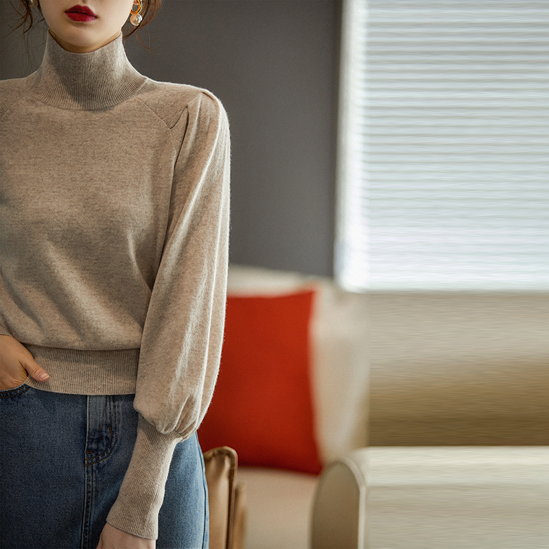 燈籠袖半高領內搭針織衫(4色)