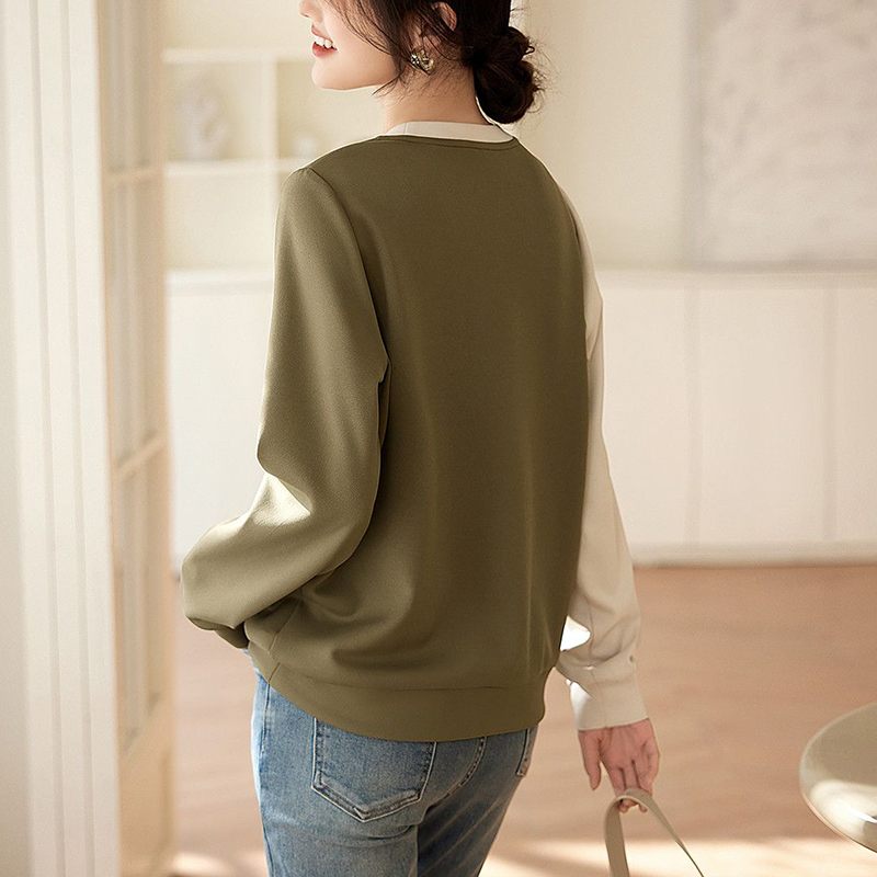 不規則設計休閒拼接撞色衛衣