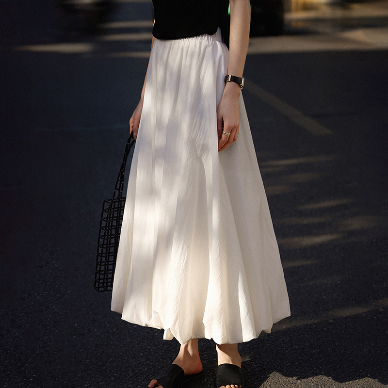 鬆緊腰遮肉花苞半身蓬蓬裙(2色)