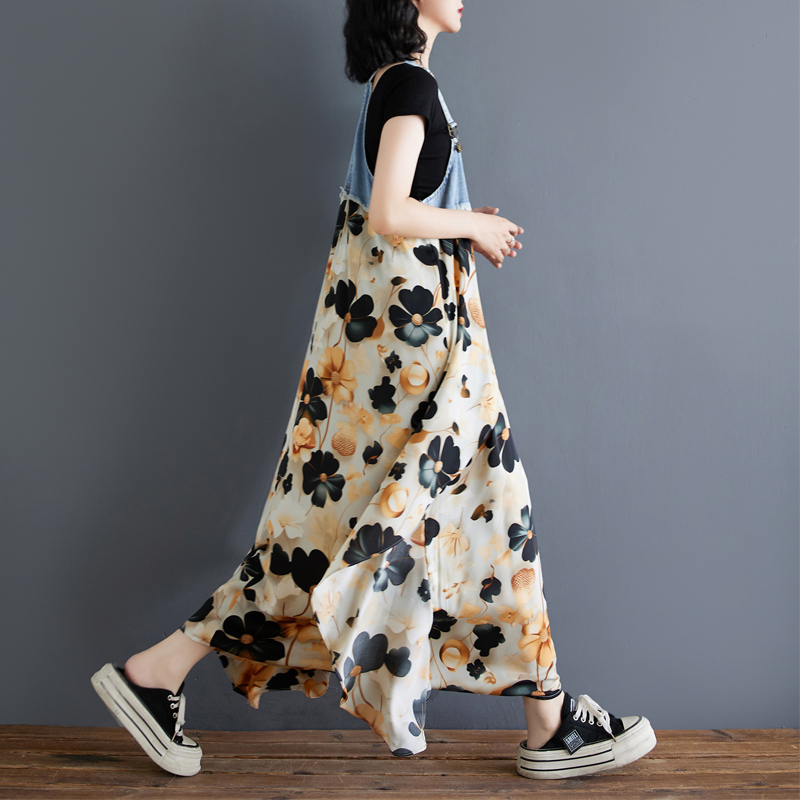 韓系荷葉邊牛仔拼接設計背帶款連身裙（14色）