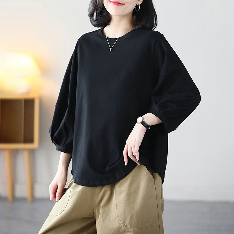 日式休閒七分泡泡袖T恤(4色)