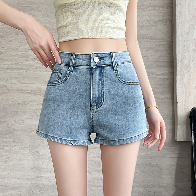 立體蝴蝶結設計高腰牛仔短褲(2色)