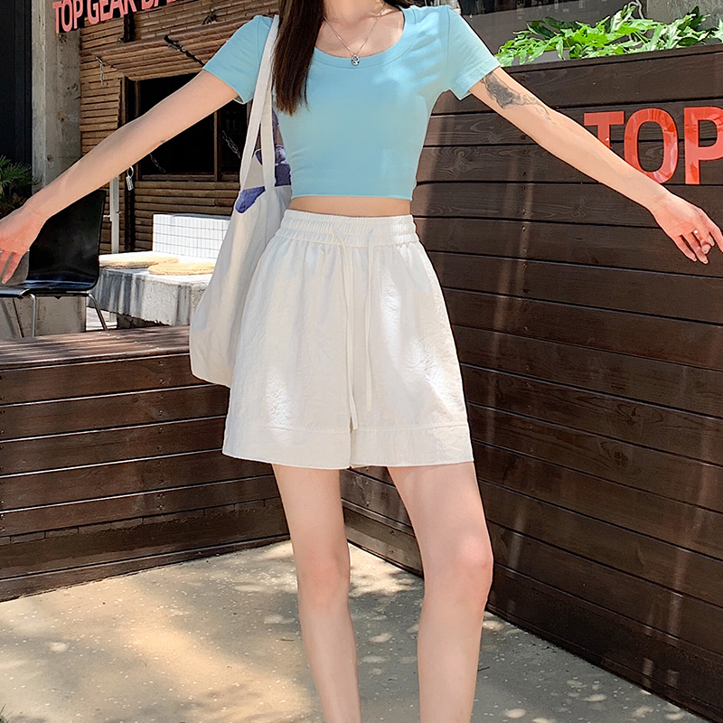 時尚休閒高腰五分短褲(3色)