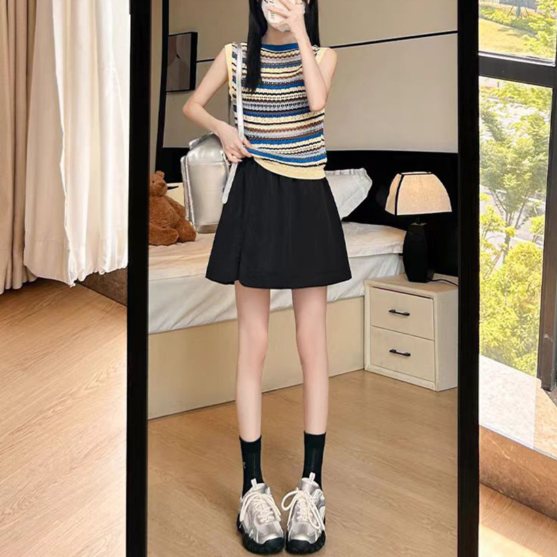 山本工裝薄款高腰A字五分裙褲(2色)