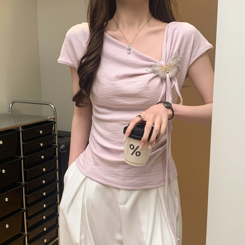 法式立體蝴蝶結繫帶小衫(3色)