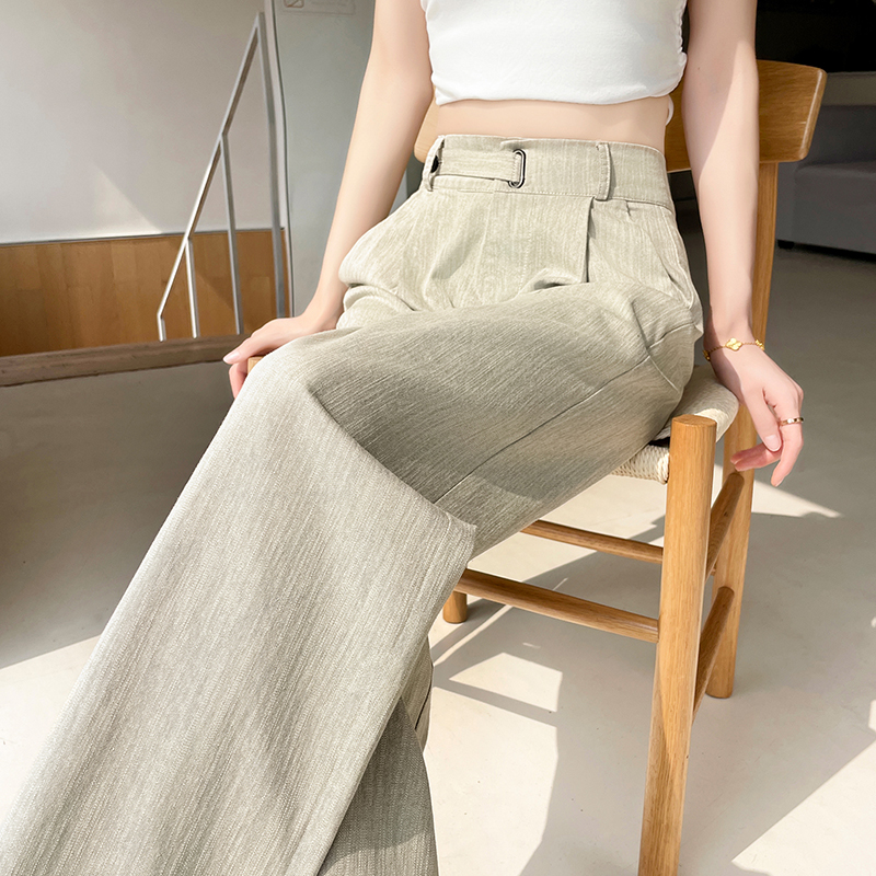 夏季新款高腰仿牛仔直筒拖地闊腿褲(4色)