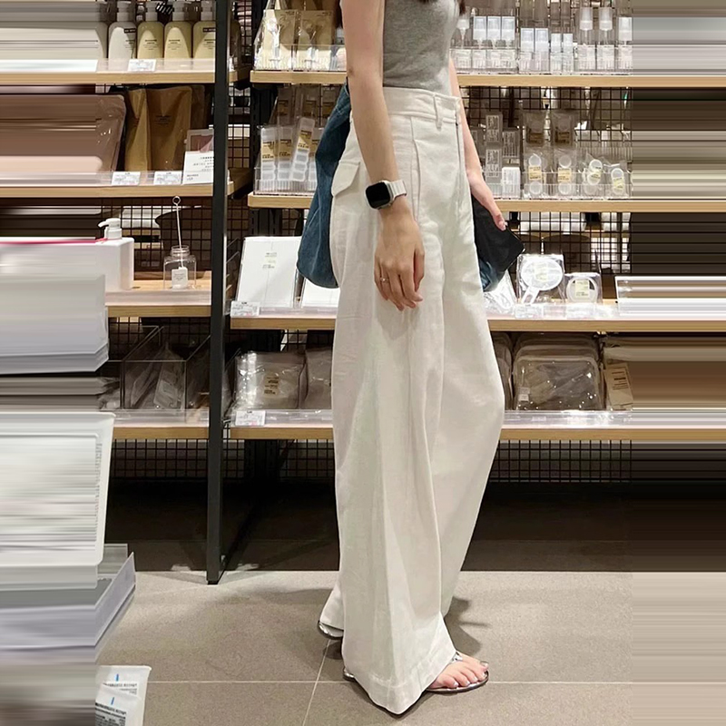 高腰垂感直筒休閒闊腿褲