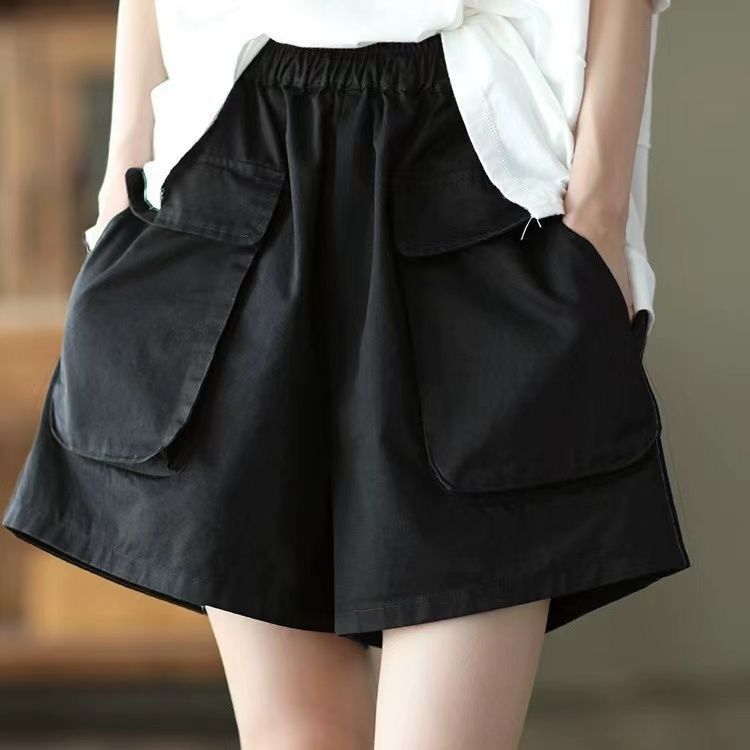 日系大口袋闊腿休閒短褲(3色)