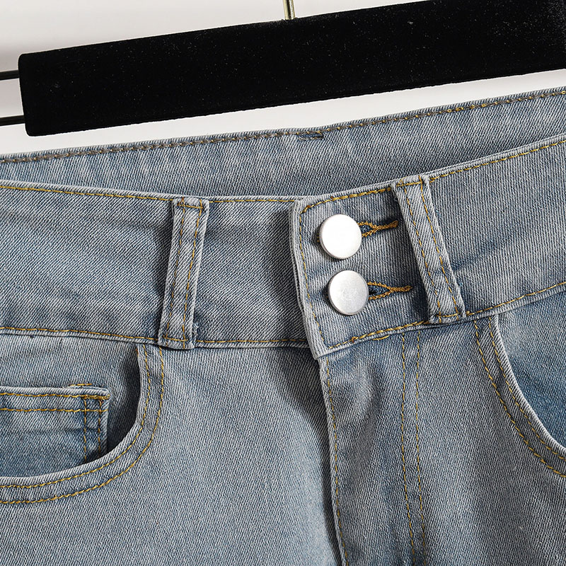 高腰彈性復古微喇叭牛仔褲