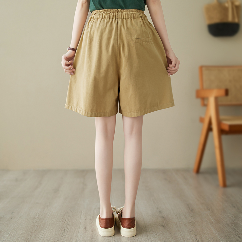 休閒鬆緊腰繫帶直筒短褲(2色)
