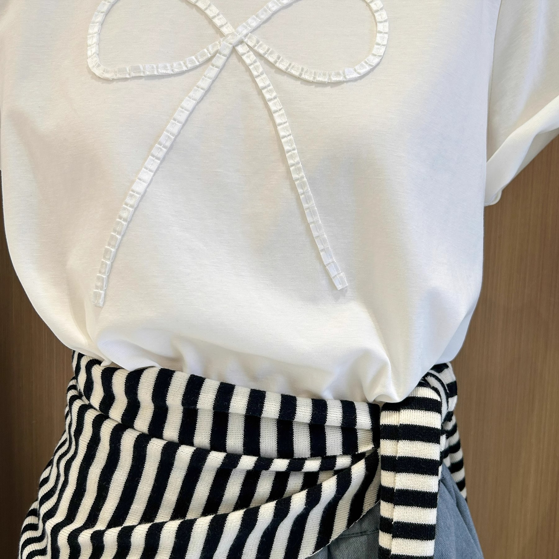 韓系圓領蝴蝶結短袖T恤