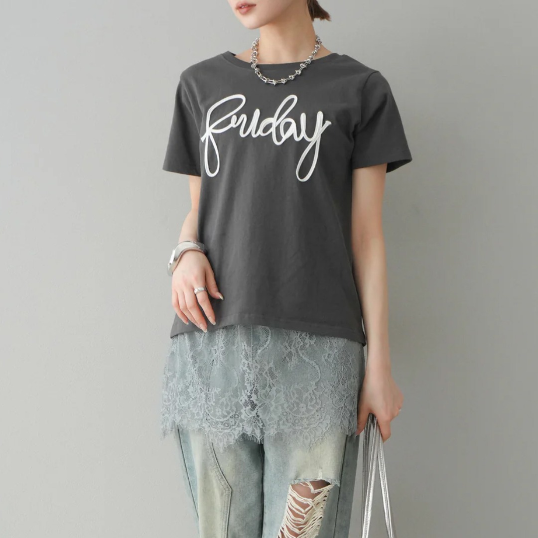 日繫手工盤花簡約短袖T恤(3色)