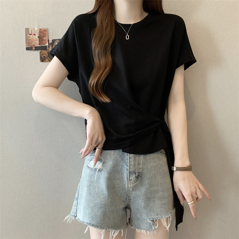 舒適圓領不規則擺圍短袖T恤(4色)