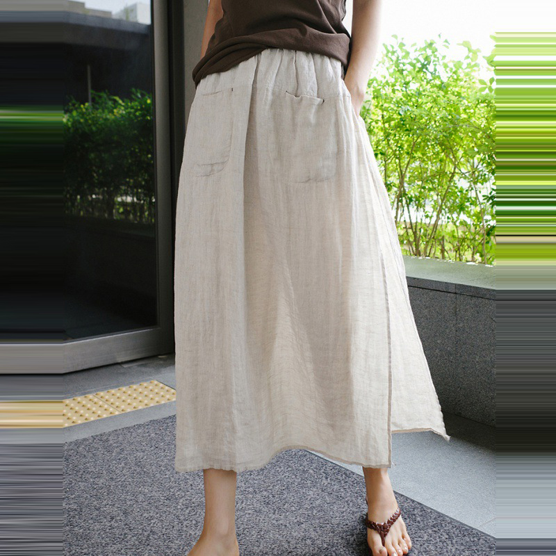 休閒假兩件開叉阔腿九分褲(2色)