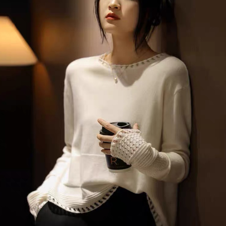 優雅鏤空圓領針織衫(2色)