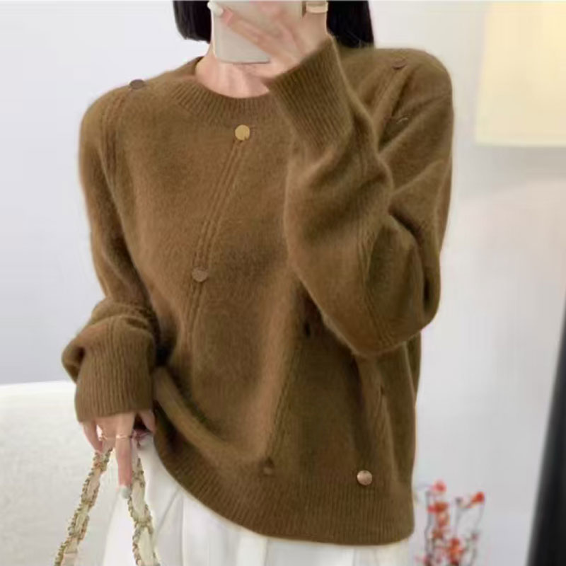 舒適圓領長袖針織毛衣(5色)