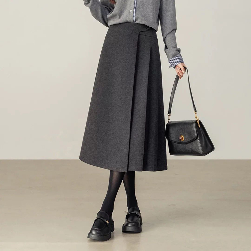 新款高腰A字長款半身裙