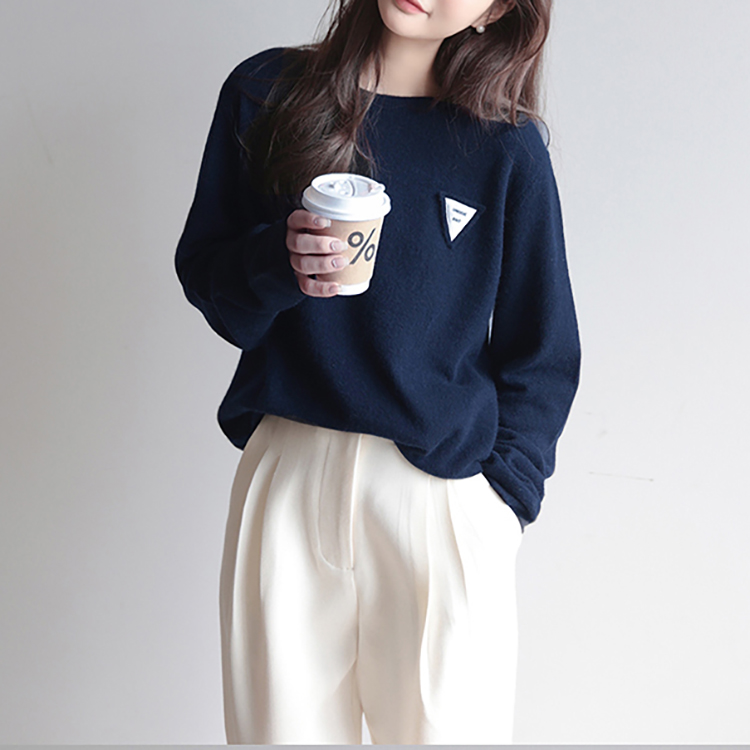 韩系圆领长袖针织毛衣