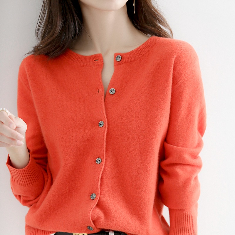 韓版開襟衫圓領單排扣針織毛衣(15色)