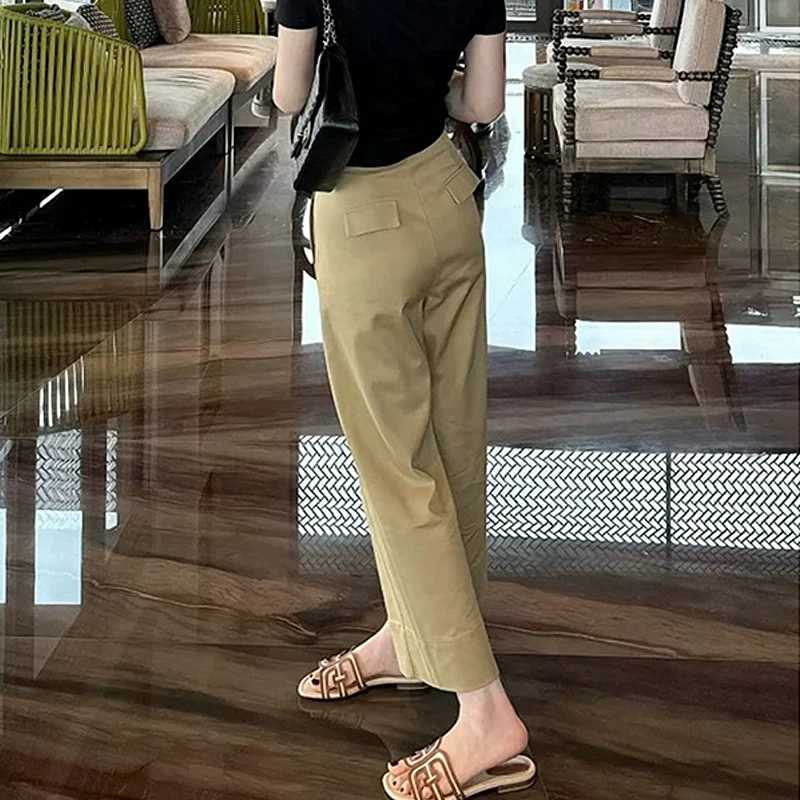 顯瘦寬鬆高腰休閒九分褲