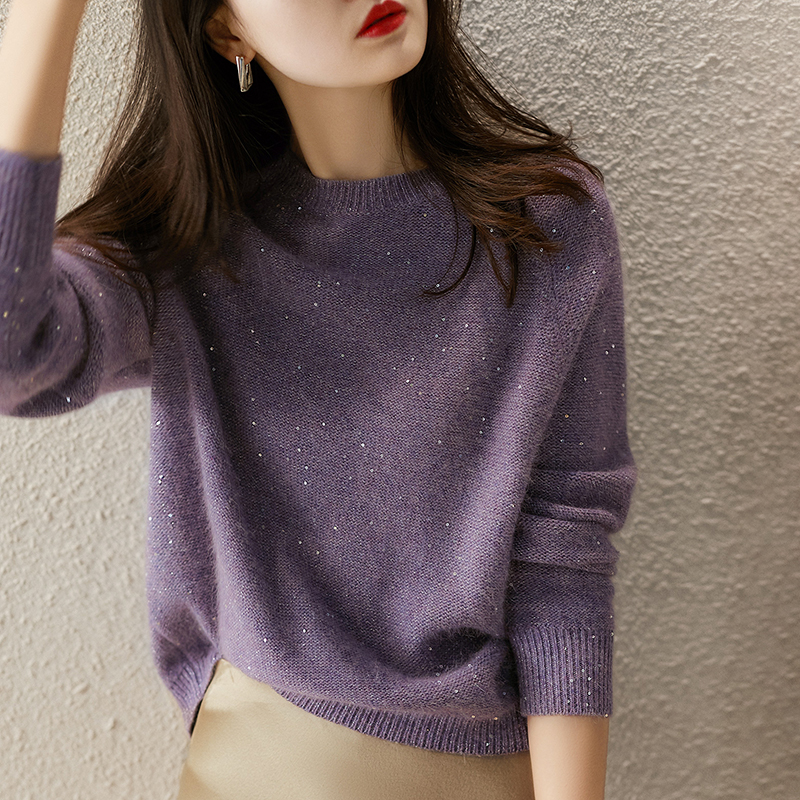 薰衣草紫軟糯舒適針織衫