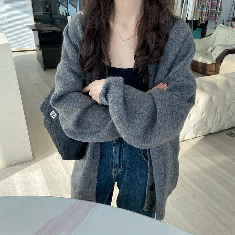 寬鬆慵懶風針織開襟衫