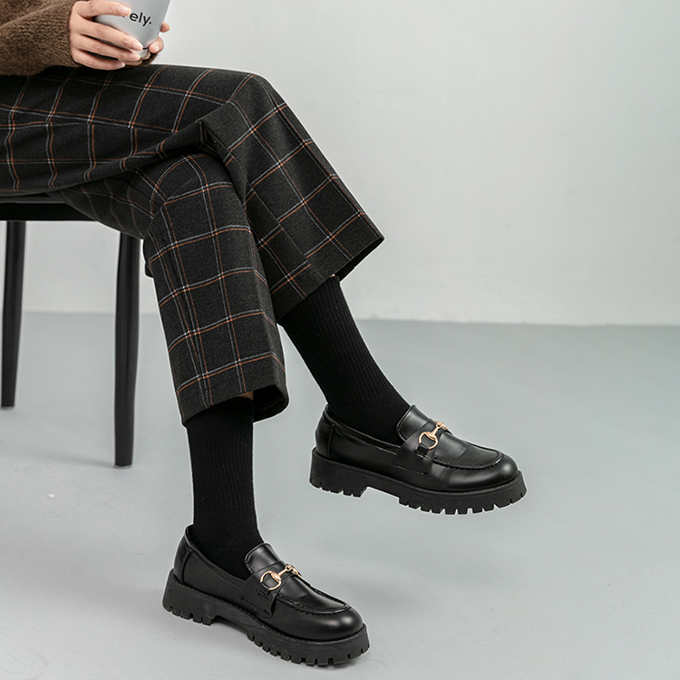 韓系百搭格紋直筒修身八分/九分褲