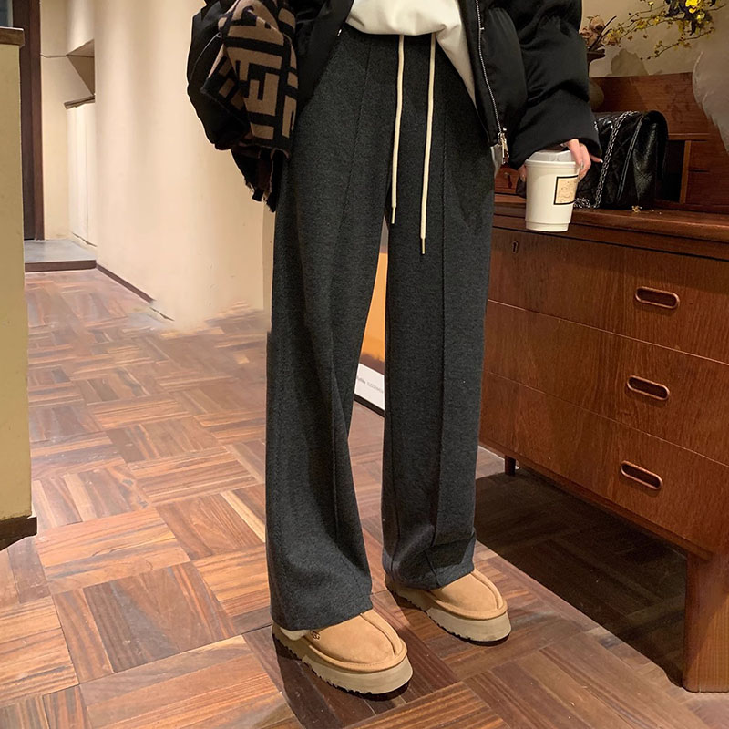 韓版高腰人字紋直筒寬褲(2色)